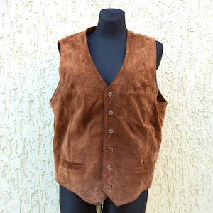 Vintage Brown Leather Vest Jofama Leather Waistcoat Boho Hippie Vest Black Mens Leather Biker Waistcoat Classic Leather Vest XL Size