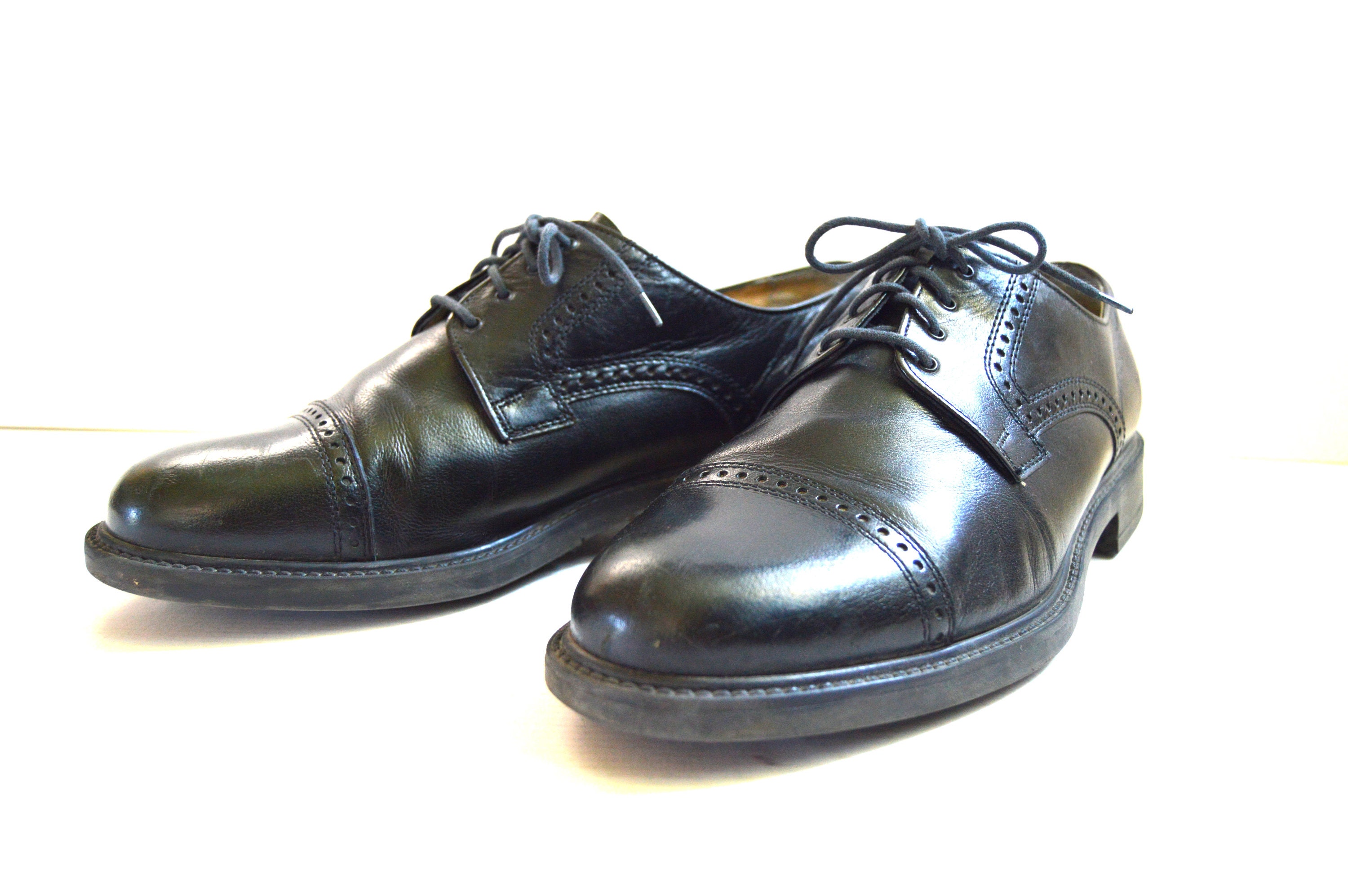 Black Lace Up Shoes Genuine Leather Men Vintage Tie shoes | Etsy