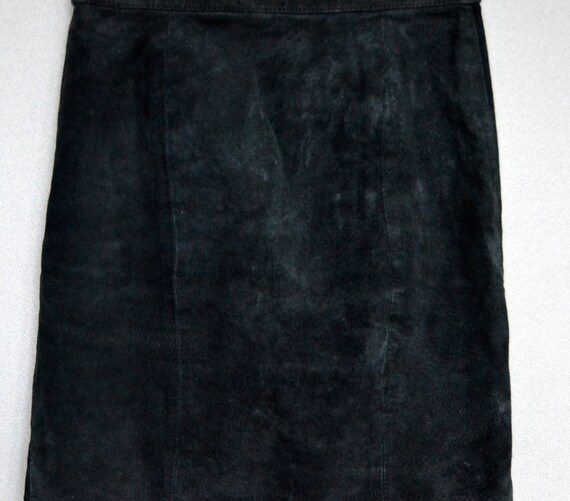 Black Leather Skirt Suede Skirt  Real Leather Hig… - image 2