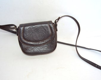Vintage Brown Crossbody bag Vegan Leather Bag Small shoulder bag Mini womens bag Messenger Bag Dark Brown Satchel Bag Mini Crossbody
