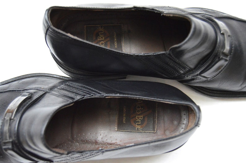 Vintage Men�s Loafers Black Aldo Brue Leather Shoes Real
