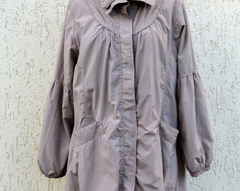 Vintage grijze mini-trenchcoat Dames trenchcoat Oversized grijze trenchcoat Beige lichte jas