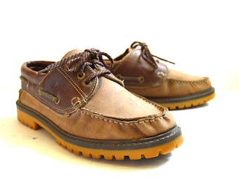 Vintage 90er braune grobstrick Schuhe Unisex Leder Schnür Schuhe Hipster Boho Goth Schuhe Damen Größe 38 UK 5 US 7,5