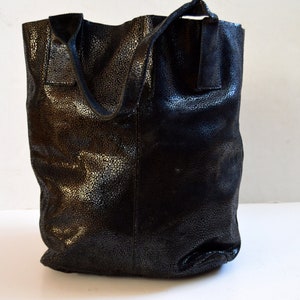 Bolsa de couro vintage feminina, sacola de couro preto, bolsa de ombro de compras, bolsa de couro boho hobo, bolsa de ombro