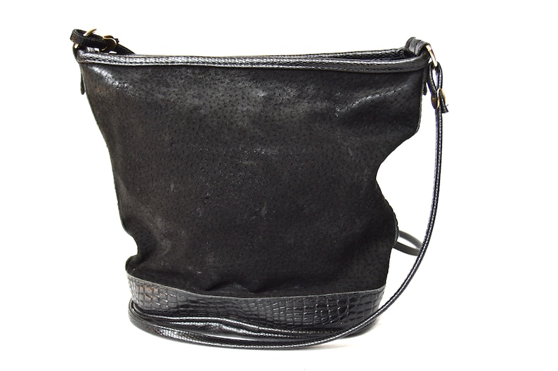 small black suede crossbody bag