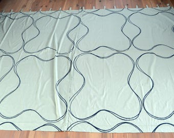 Vintage Scandinavian Kinnasand  Geometric Curtains Design Gunnel Sahlin Made in Sweeden 2 Curtains Mint Green Curtains in cotton fabric