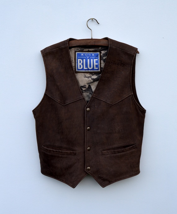 Brown Leather Vest Chocolate Brown ROCK N BLUE Ve… - image 1