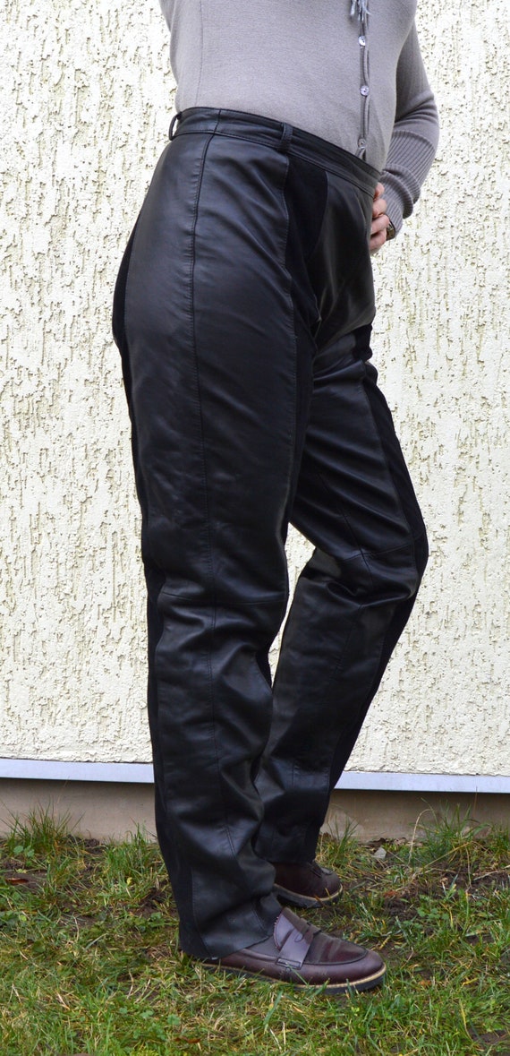 Black Leather Pants High Waisted Genuine Leather … - image 3