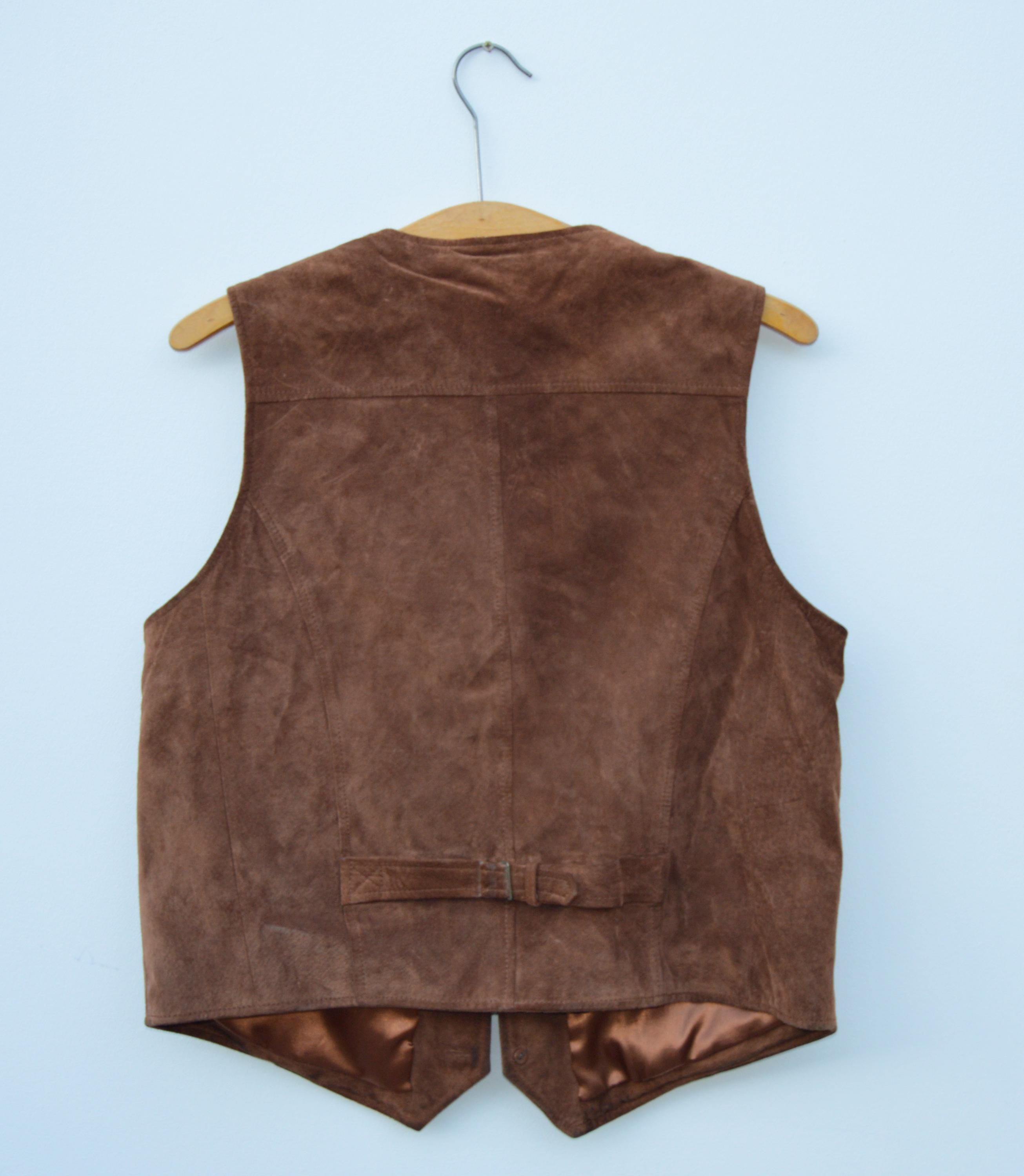 Gilet En Cuir Vintage IC Leather Works - Homme/Femme - Marron - Taille M