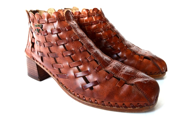 Bottines talons en cuir marron vintage PIKOLINOS cuir tiss