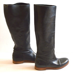 Bottes vintage Shabbies Amsterdam Bottes en cuir véritable pour femmes noires à hauteur de genou Bottes de cow-boy Bottes de style Roper taille 39 EUR