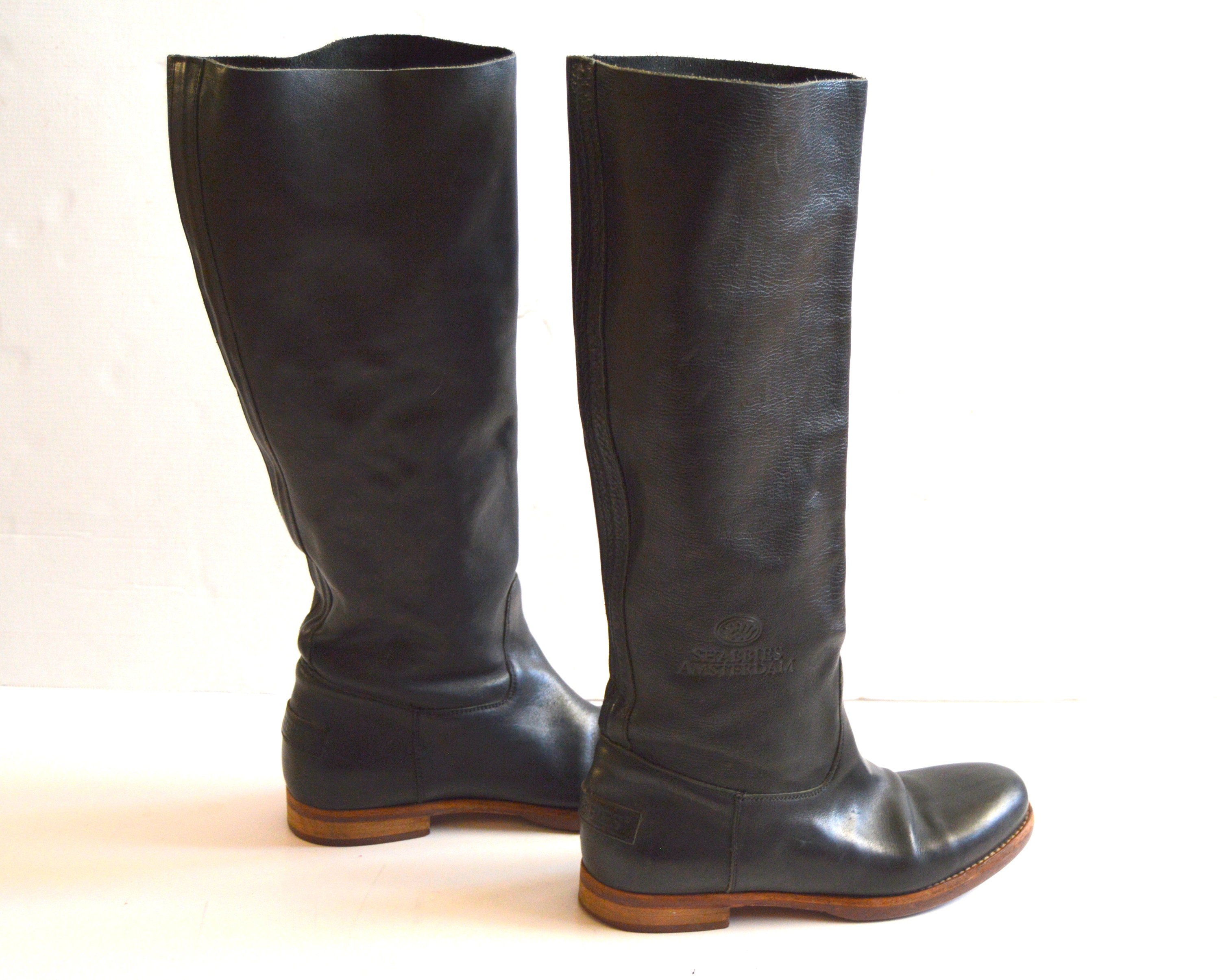 Vintage Shabbies Amsterdam Boots Genuine Leather Boots Black -