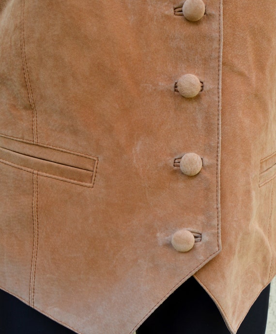 Vintage Leather Vest Camel Brown Suede Leather Wo… - image 2