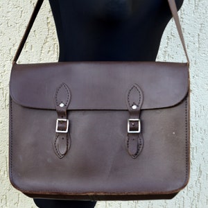 Maletín de cuero marrón grande vintage Bolso de cuero grunge grande Bolso para documentos Bolso de hombro Bolso tipo mensajero Cartera de cuero Bolso hecho a mano