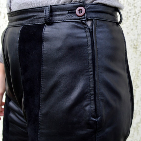 Black Leather Pants High Waisted Genuine Leather … - image 5