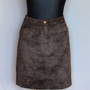 Brown Suede Leather Skirt Vintage Chocolate Brown Suede Pencil Skirt Brown high waist skirt Mini Skater Girl Plaid Skirt High quality Skirt