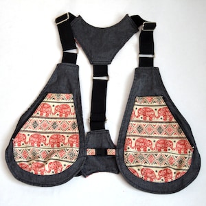 Gilet ethnique vintage avec étui, étui d'épaule Gilet éléphant dans la jungle, vêtements de festival, gilet style gipsy, taille libre