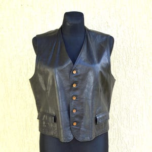 Vintage zwart leren vest echt leren gilet Boho hippievest zwart dames heren leren bikervest Klassiek zacht leren vest