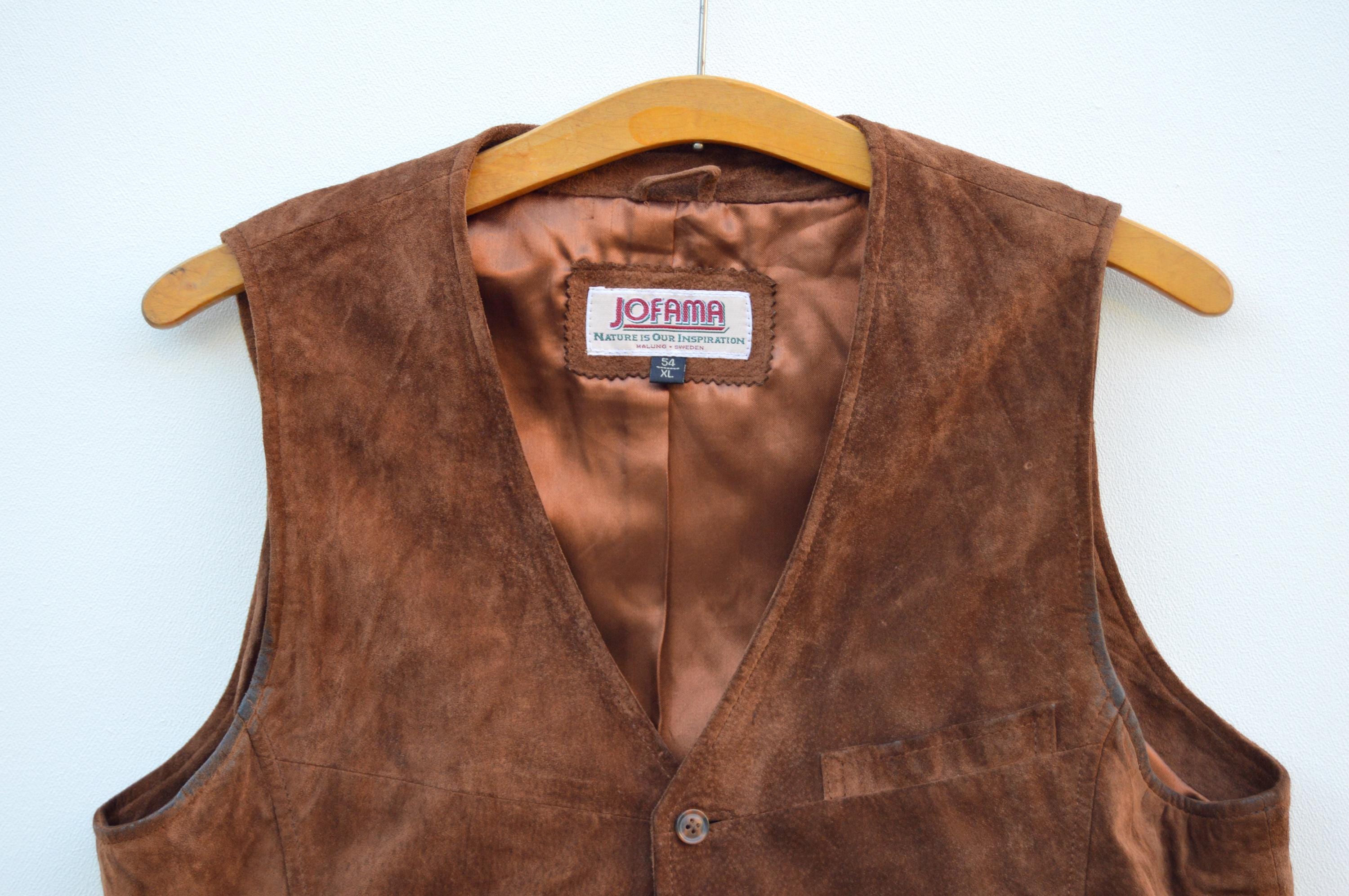 Gilet En Cuir Vintage IC Leather Works - Homme/Femme - Marron - Taille M