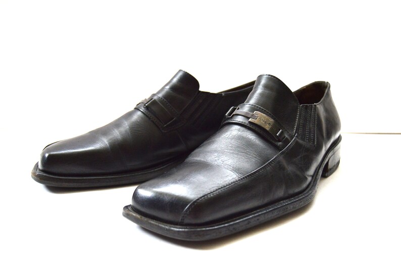 Vintage Men�s Loafers Black Aldo Brue Leather Shoes Real