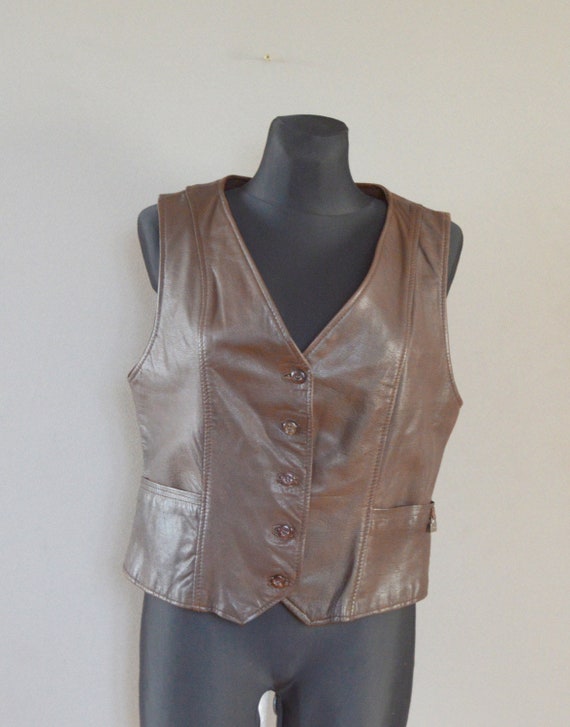Vintage Brown Jofama Leather Vest Biker Jacket Sleeveless Vest Etsy