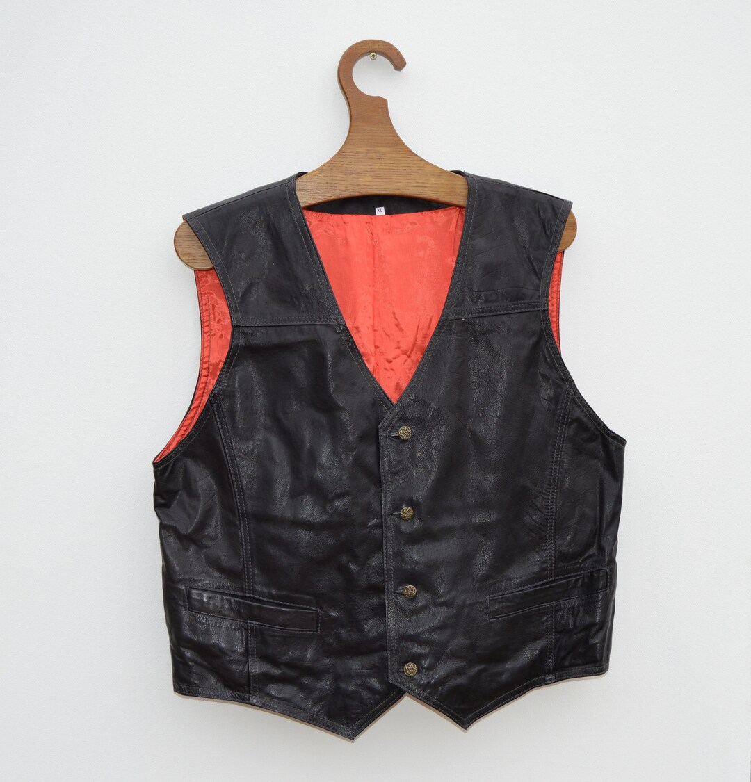 Black Leather Vest Classic Motorcycle Biker Style Waistcoat Black ...