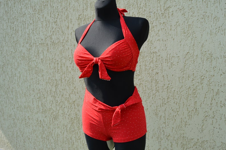 bright red swimsuit