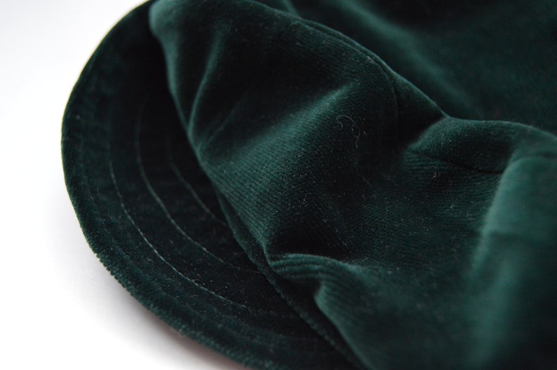 Velvet Women Hat Dark Green Bow Hat Finland Beret Bucket Style Hat Bucket Hat with Bow Size 59