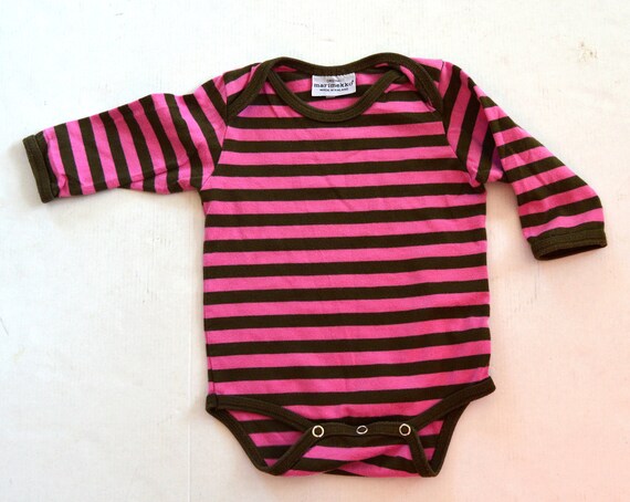 Marimekko Striped Baby Bodysuit Pink Brown Cotton… - image 5