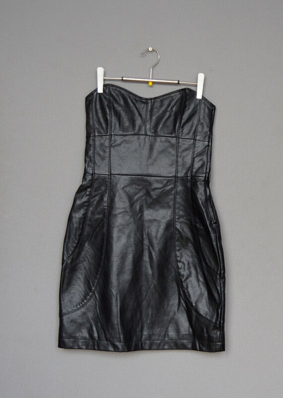 black leather bustier dress