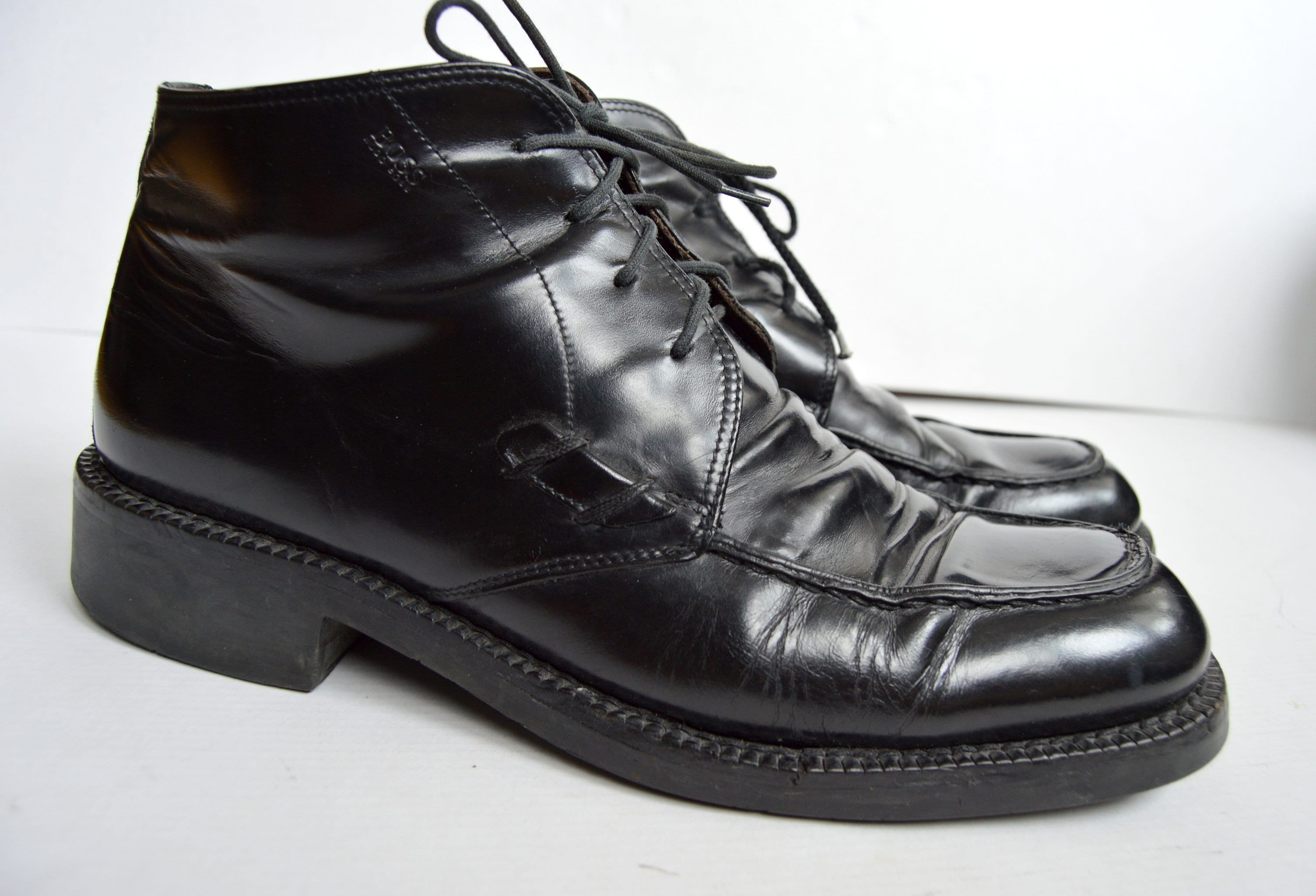 mens black leather ankle boots uk