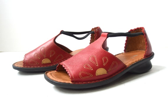 red leather sandals uk