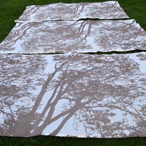 Vintage Marimekko White Brown tree curtains Marimekko Fabric Maija ISOLA 1972 Tuuli fabric 3 curtains 218 cm x 132 cm