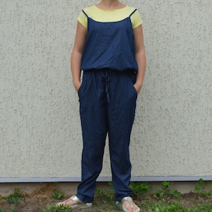 Denim Jumpsuit VINTAGE Overalls Drawstring Jumpsuit Oversized Blue Jeans Jumpsuit Jeans One piece Hipster Jumpsuit Unused Large