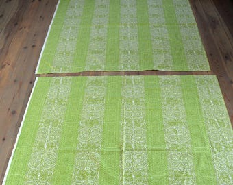 Marimekko Finland Fabric Maija ISOLA 1960 Lime Green TULIPUNAINEN Vintage two curtains Finnish Textile 140 cm x 152 cm