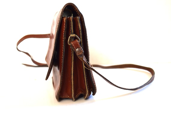 Vintage Katana Brown Leather Shoulder Bag French Satchel Messenger