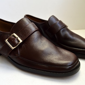 Vintage Leather Loafers Mercedes Men&#39;s  Shoes Brown Genuine Leather Footwear High Quality Buckle Loafers marked Size Eur 39/40 UK 6