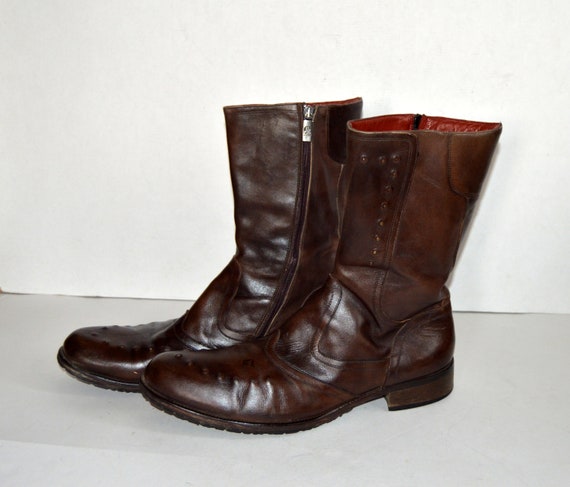 Vintage JO Ghost Mens Brown zip ankle boots Motor… - image 1