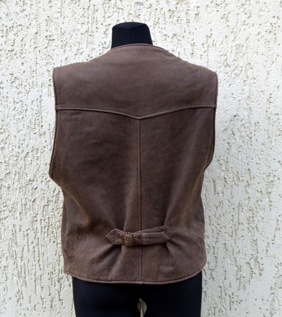 Brown Leather Vest Chocolate Brown ROCK N BLUE Ve… - image 7