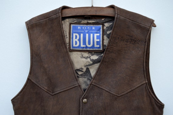Brown Leather Vest Chocolate Brown ROCK N BLUE Ve… - image 5
