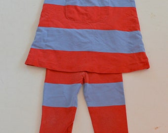 Marimekko Striped shirt and pants Blue Orange Marimekko Girls Dress and pants Children's MARIMEKKO Tunic Cotton Suit Kids Set size 92-98