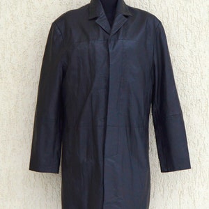 Vintage Black Leather Coat Real Leather Trench Steampunk Coat Long Coat Jacket Button Up Blazer Classic Trench Coat Duster Coat Medium Size