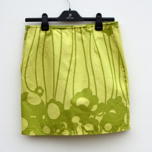 MARIMEKKO skirt women's green floral print mini skirt Low waist Mika Piirainen design Cotton skirt Pleated Skirt Small Medium Size