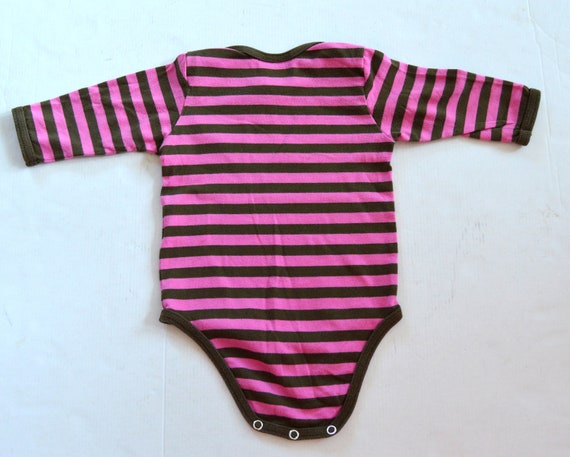 Marimekko Striped Baby Bodysuit Pink Brown Cotton… - image 3