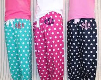 Monogrammed Polka Dot Flannel Pajama Pants *LIMITED SUPPLY, please check with me before ordering*