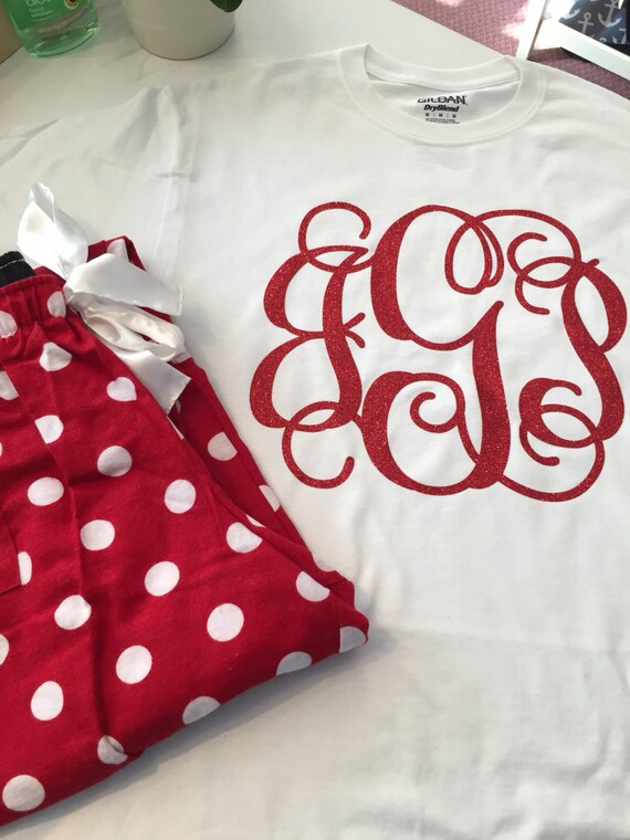 Red and white polka dot pajama pants shop