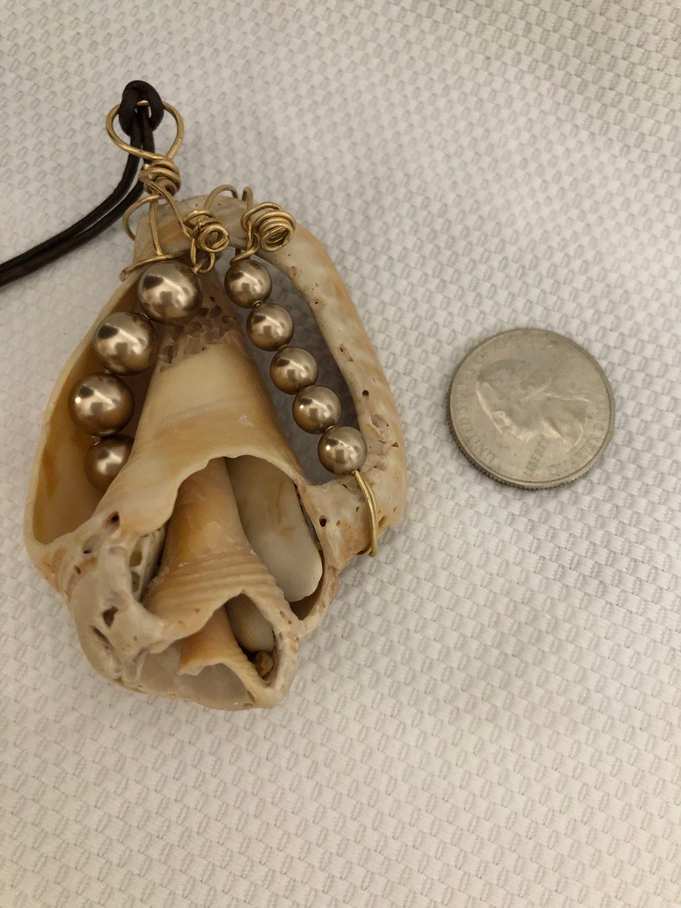 Natural Seashell Pendant Necklace Sterling Silver Wire Wrapped With ...