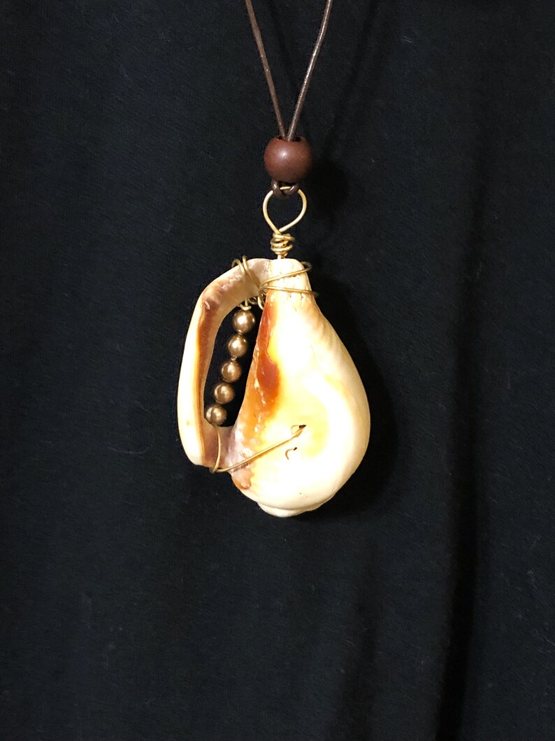 Natural Seashell Pendant Necklace Sterling Silver Wire Wrapped With ...