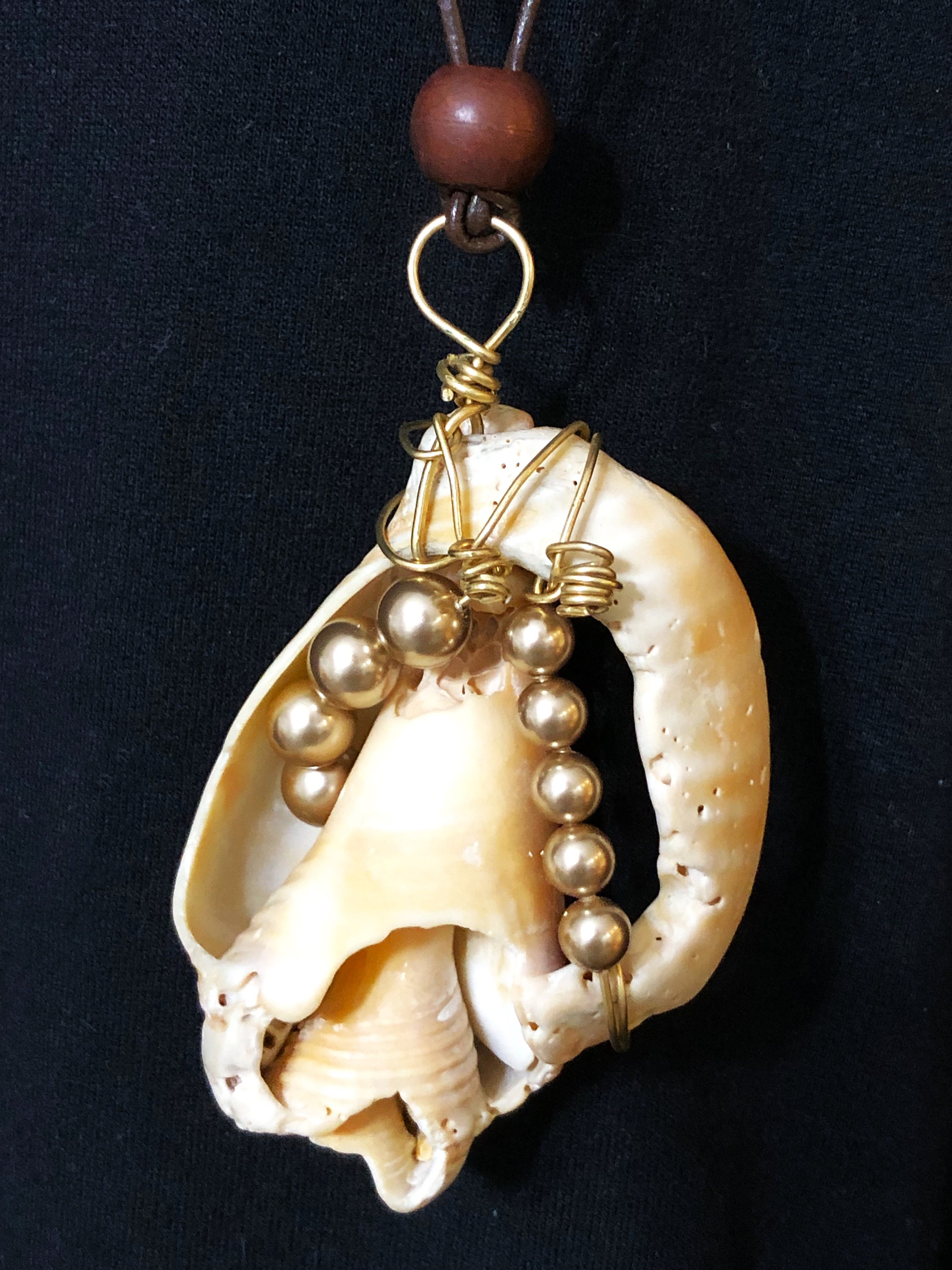 Natural Seashell Pendant Necklace Sterling Silver Wire Wrapped With ...