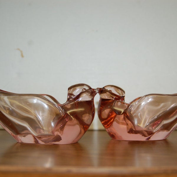 Fenton Art Glass Doves / Bird Shaped Trinket Dish / Tea Light Candle Holder Figurines from the Depression Era